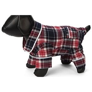 Fab Dog Flannel Dog Pajamas, 14” - Blue Red Plaid